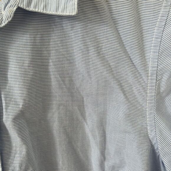 Tommy Hilfiger Blue White Barre Stripe 100% Cotton Long Sleeve Button Down Shirt - Picture 6 of 9